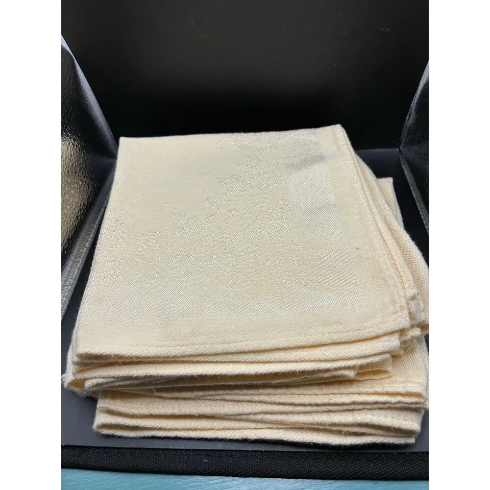 Damask Jacquard Cloth Napkins Set of 8 Floral Cocktail Assorted 13X13”